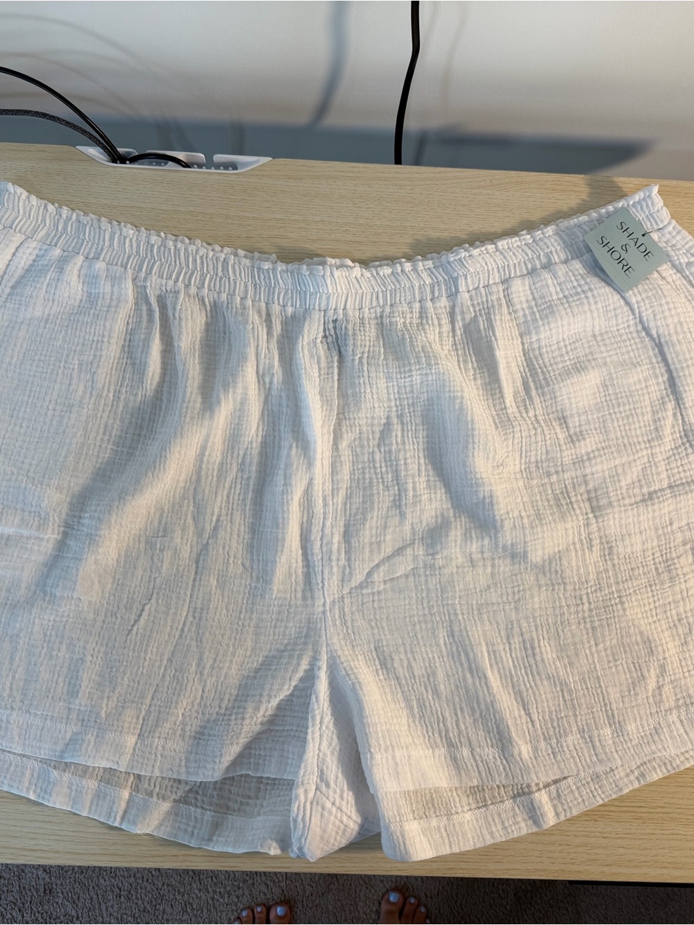 3X- Shade & Shore White Gauze Shorts PLUS SIZE